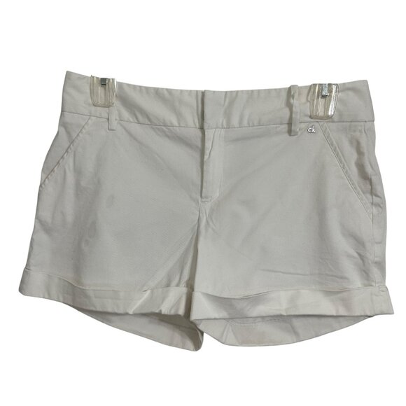 Calvin Klein Womens White Short Shorts Size 10 Cotton Blend Beach Vacation - Picture 2 of 11
